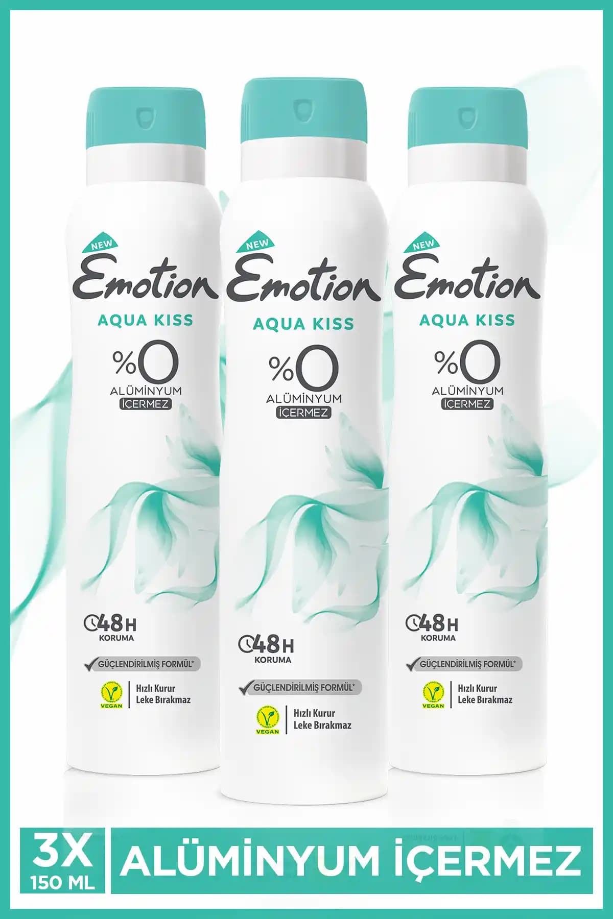 Emotion Aqua Kiss Kadın Vegan Deodorant 150 ml doğal içerik ve yüksek performans