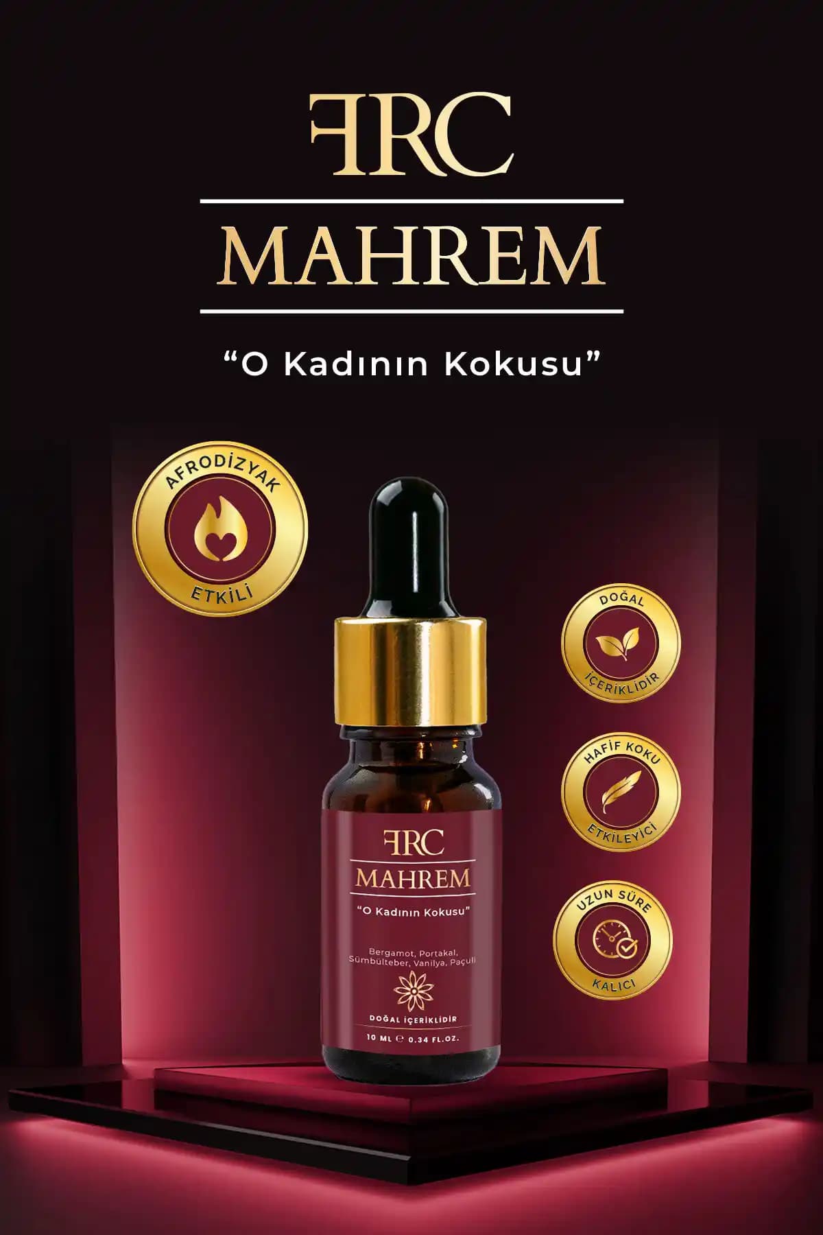 FRC ESANS Mahrem O Kadın Esansiyel Yağı Doğal Enerji ve Çekicilik Artırıcı