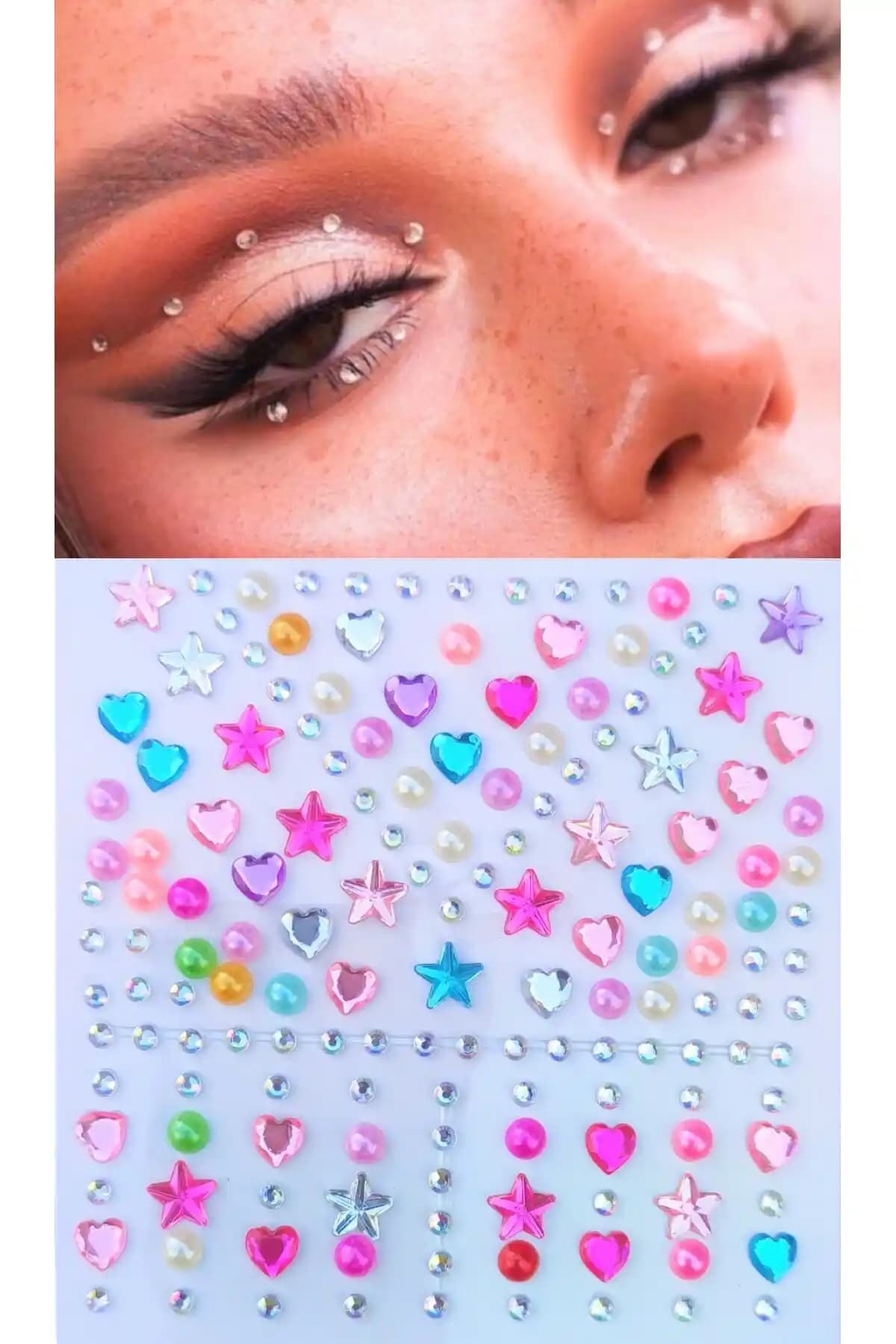 Giraffe Sticker Renkli İnci Yıldız ve Kalpli Model Çok Yönlü Dekoratif Çıkartma