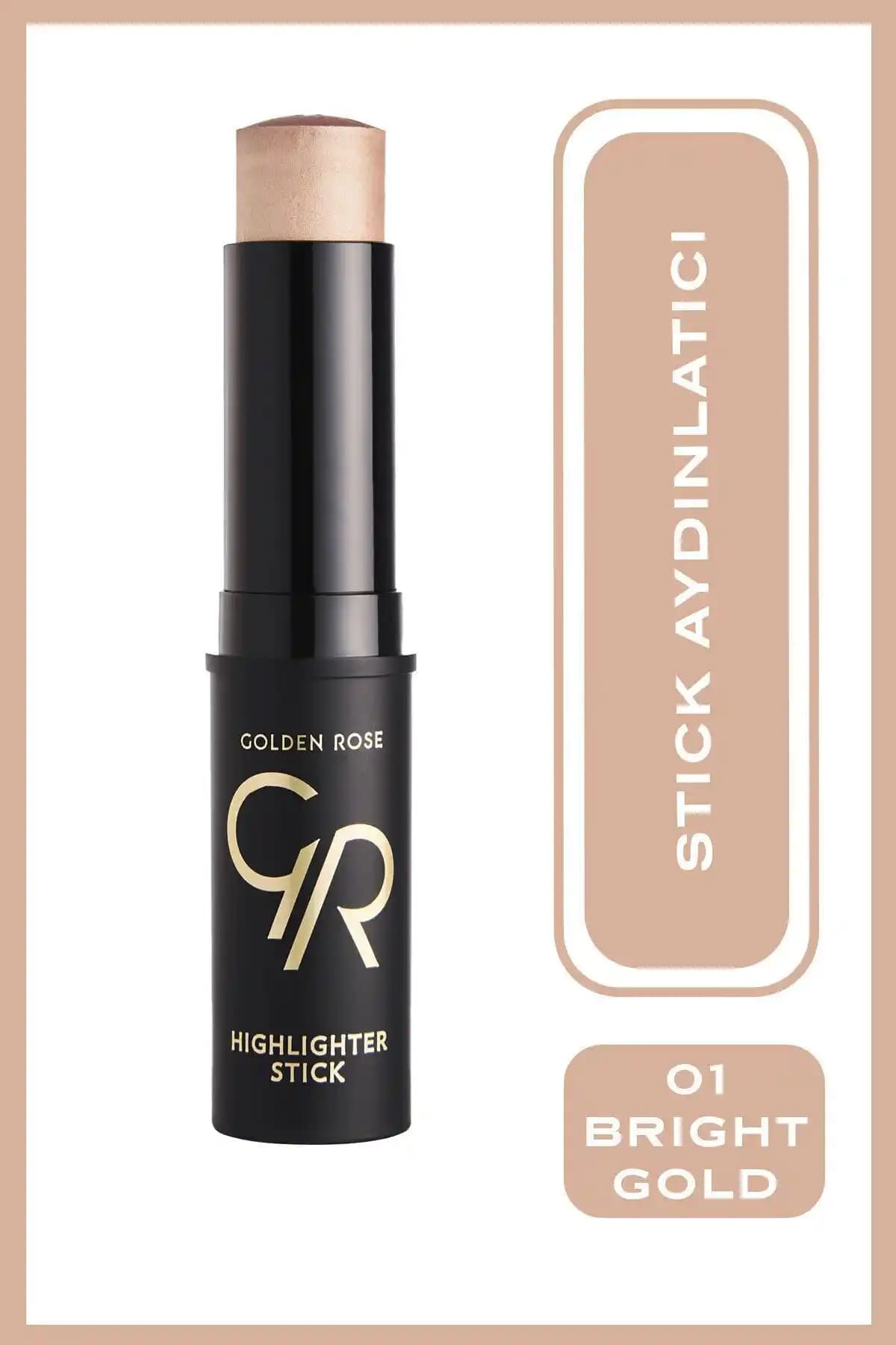 Golden Rose Highlighter Stick No 01 Bright Gold doğal ve parlak görünüm sağlar