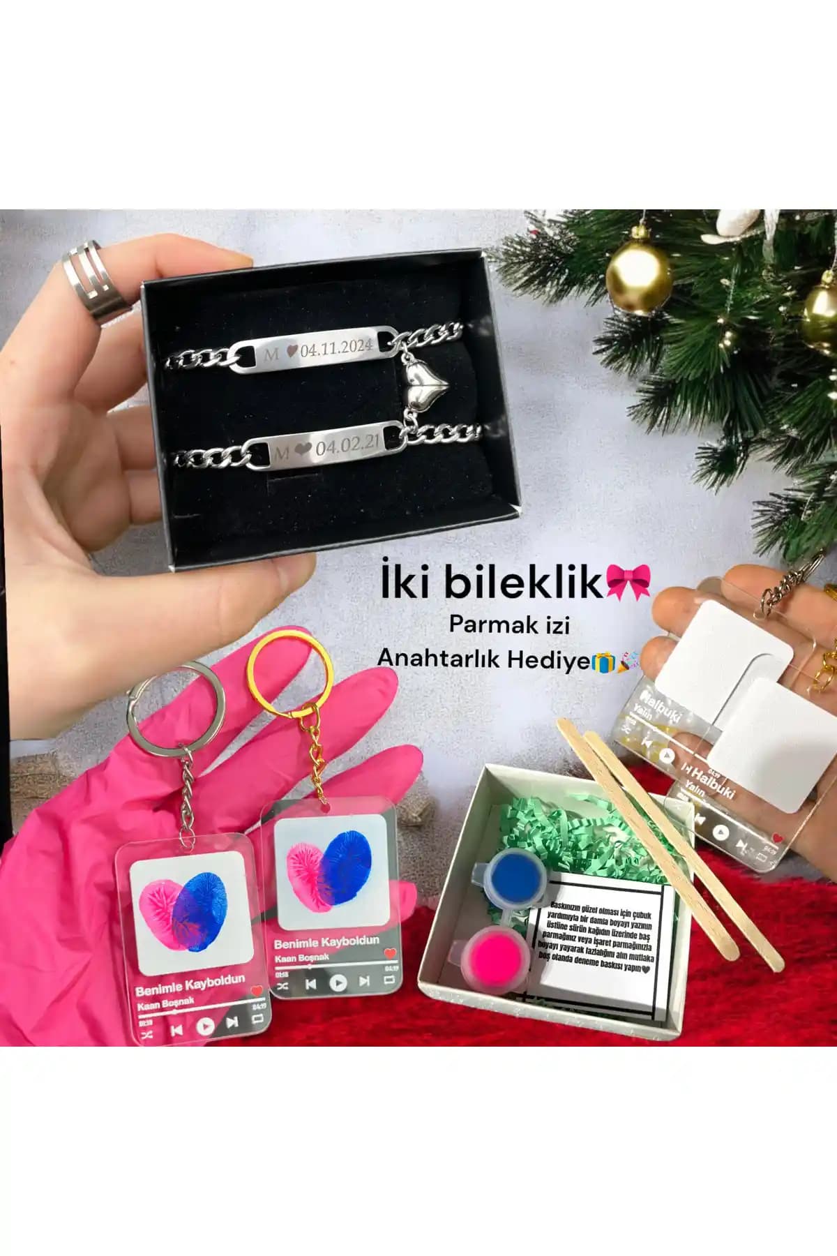 HayDün Çift Çelik Bileklik Seti Kişiselleştirilebilir Modern Takı Seçeneği