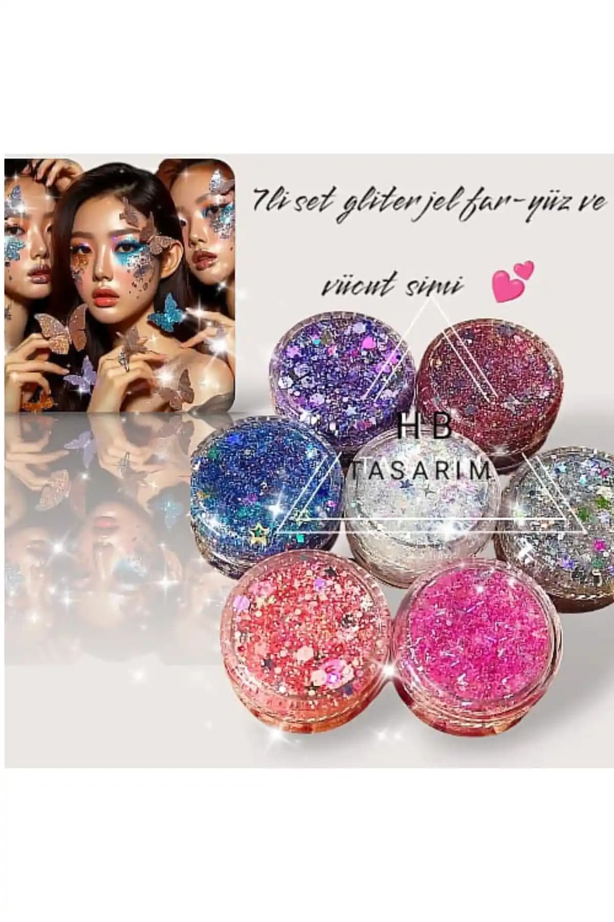 HBTasarim Glitter Jel Far Seti: Renkli ve Parlak Makyaj İçin Pratik Çözüm