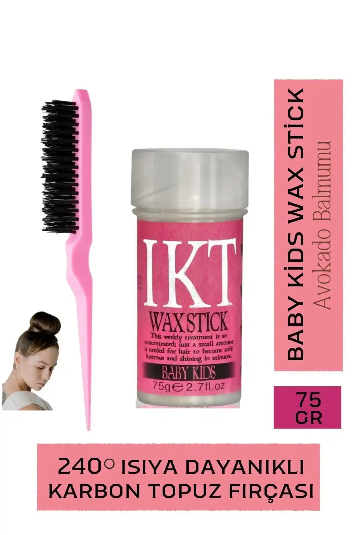 IKT Profesyonel Baby Stick Wax ve Jilet Topuz Fırçası: Doğal İçerikli Saç Şekillendirme Çözümü