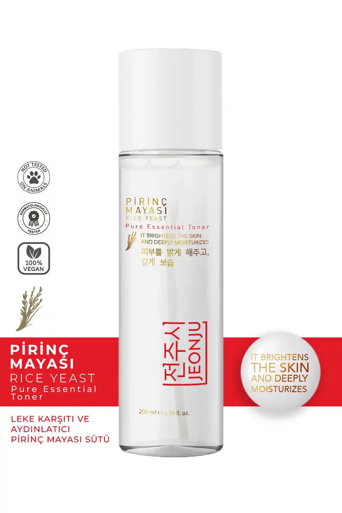 JEONJU Pirinç Mayası Beyazlatıcı ve Aydınlatıcı Tonik Cilt Tonunu Eşitleyen Çok Yönlü Bakım Ürünü