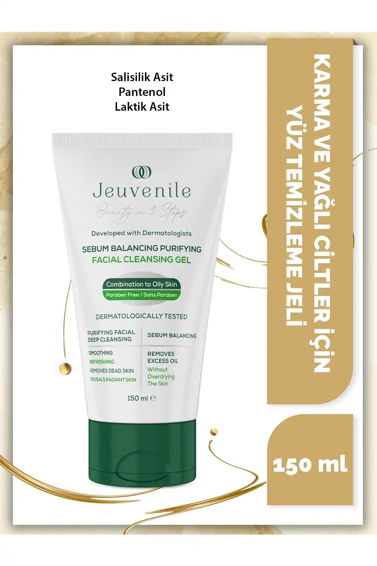 Jeuvenile Sebum Dengeleyici Yüz Temizleme Jeli: Karma ve Yağlı Ciltler İçin Derinlemesine Temizlik