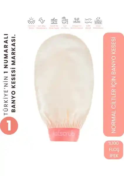LET'SCRUB Ekru Banyo Kesesi ve Peeling Eldiveni: Doğal ve Etkili Cilt Temizliği