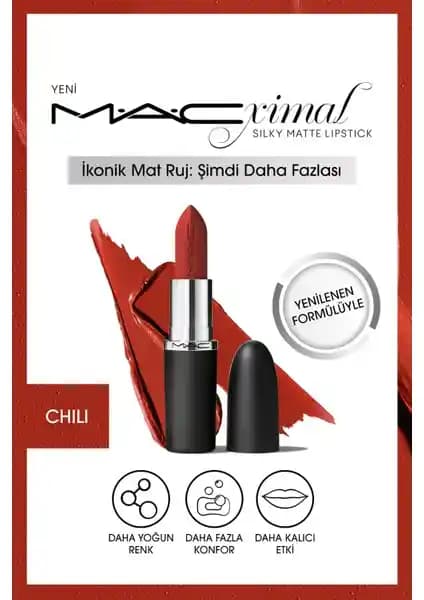 MAC M·A·CXIMAL Silky Matte Ruj: Yoğun Renk ve Dudak Bakımı Sunan Mat Ruj
