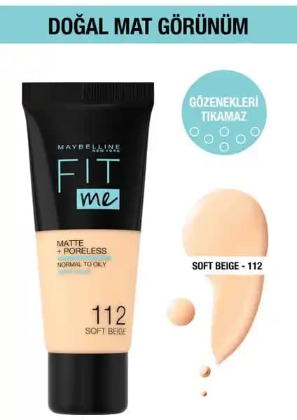 Maybelline Fit Me Matte+Poreless Fondöten: Doğal Mat Görünüm ve Gözenek Gizleme Özelliği