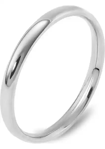 Modern ve Dayanıklı 3mm İnce Bombeli Çelik Alyans Erkek ve Kadın Unisex Yüzük
