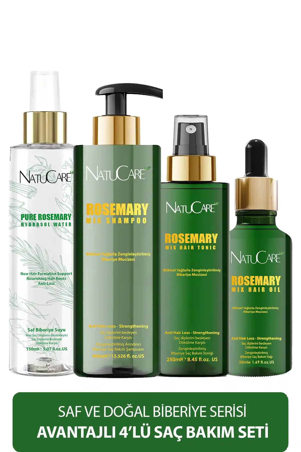 NatuCare Biberiye Mucizesi 4'lü Saç Bakım Seti Doğal ve Güçlü Saçlar İçin Etkili Çözüm