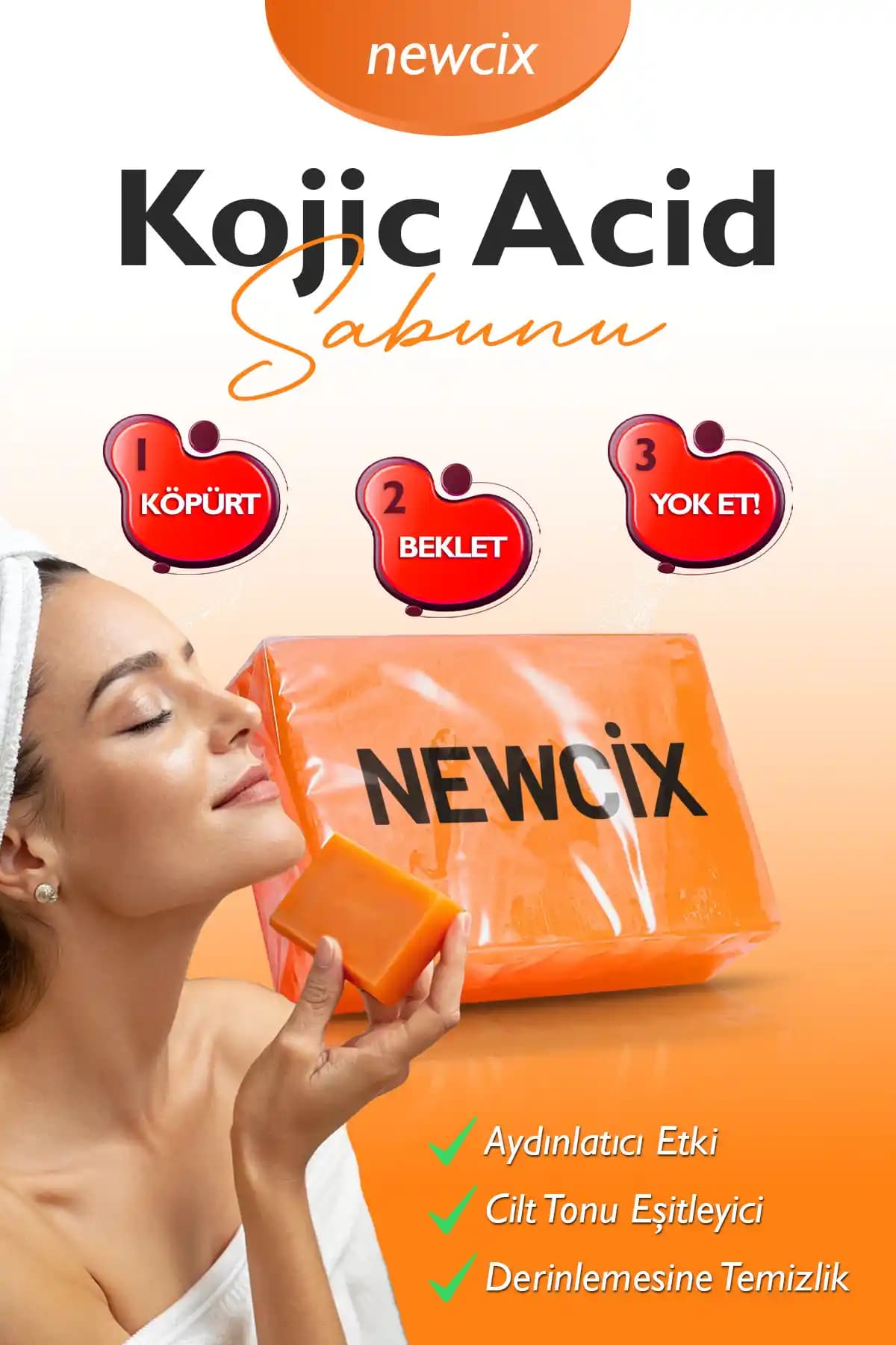 Newcix Turmeric Zerdeçallı Kojik Asit Acid ile Cilt Lekeleri ve Gözenekleri Sıkılaştırıcı Etkiler