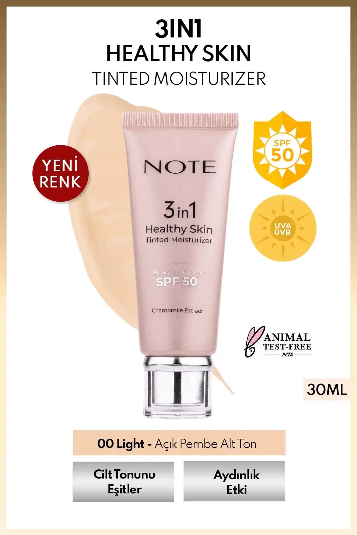 Note Cosmetics 3 in 1 Sağlıklı Cilt Nemlendirici SPF 50 ile Günlük Bakım ve Koruma