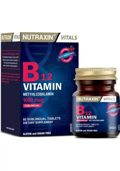Nutraxin B12 Vitamini 1000 mcg Kiraz Aromalı Dil Altı Tablet Sağlık Takviyesi