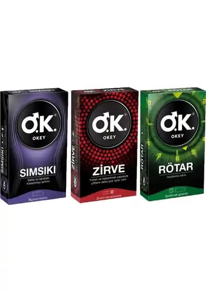 Okey Prezervatif Karışık 3'lü Set Güvenlik ve Çeşitlilik Sunan Ürün