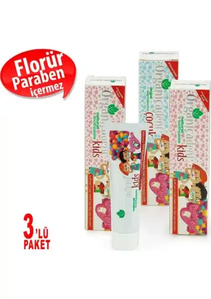 Organicadent Çocuk Diş Macunu 3'lü Paket Güvenli ve Etkili Çocuk Diş Bakımı Ürünü