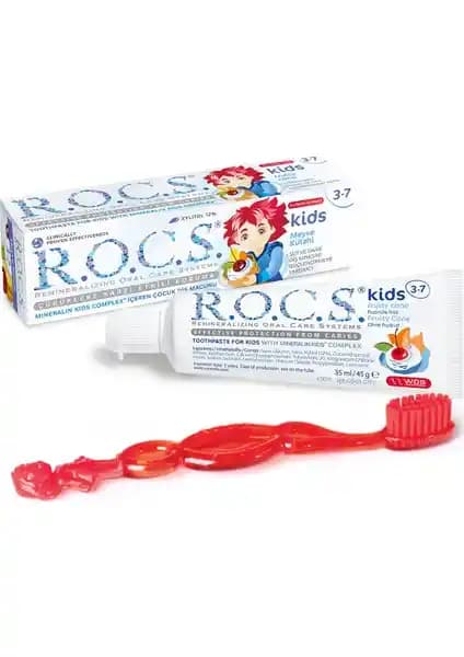 R.O.C.S. Kids Meyve Florürsüz Diş Macunu ve Fırça Seti Çocuklar İçin Güvenli Diş Bakımı