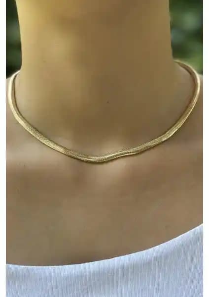 Ressia Kadın Gold Kararmaz İtalyan Yassı Kolye: Estetik ve Dayanıklılık Bir Arada