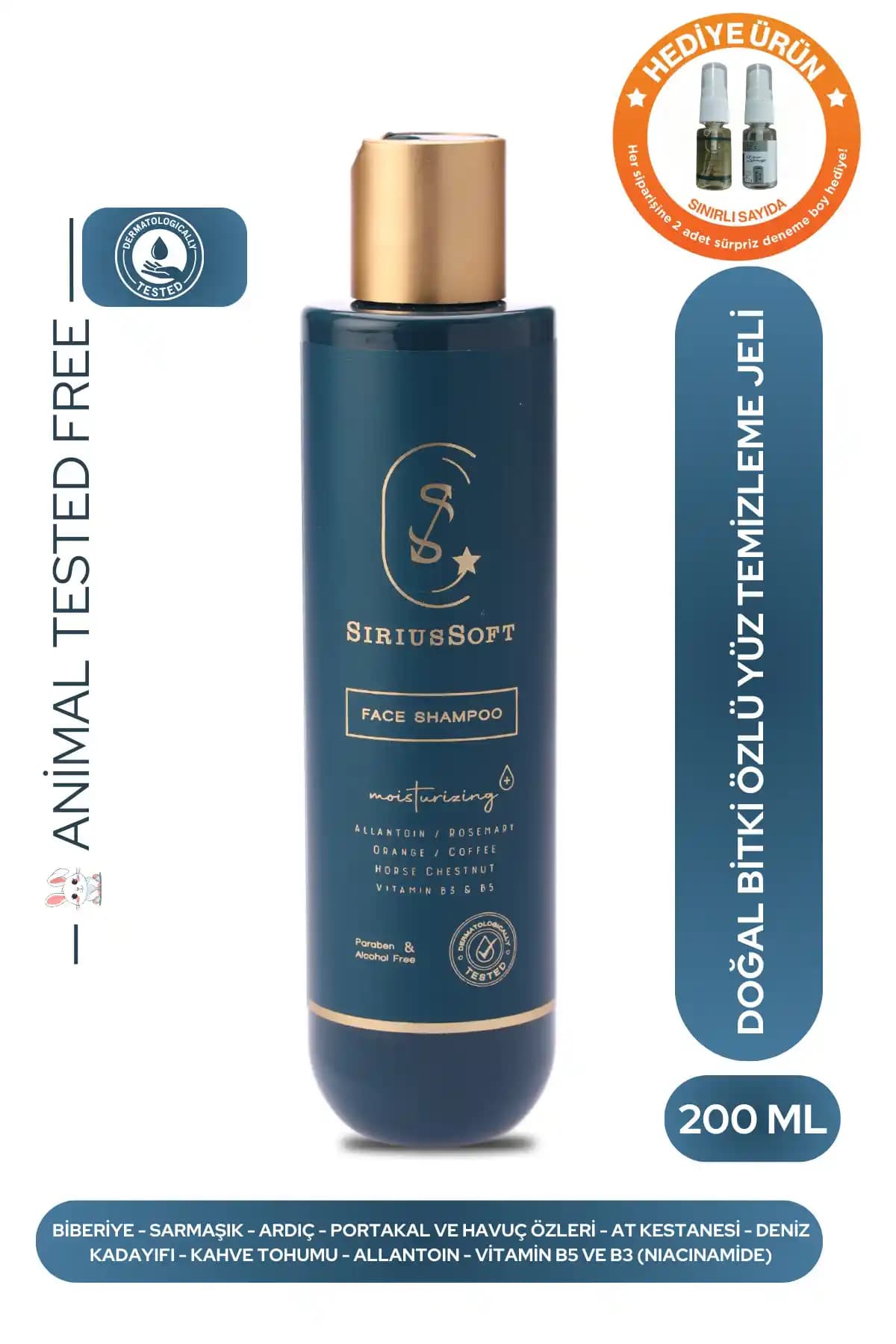 SiriusSoft Doğal Bitki Özlü Yüz Temizleme Jeli Karma ve Yağlı Ciltler İçin Güvenli Temizlik Çözümü