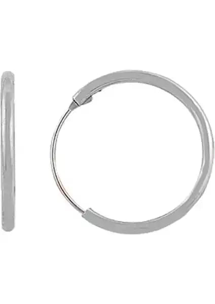 Söğütlü Silver 925 Ayar Gümüş Rodyum Kaplama Minimalist Halka Küpe Günlük Kullanım İçin