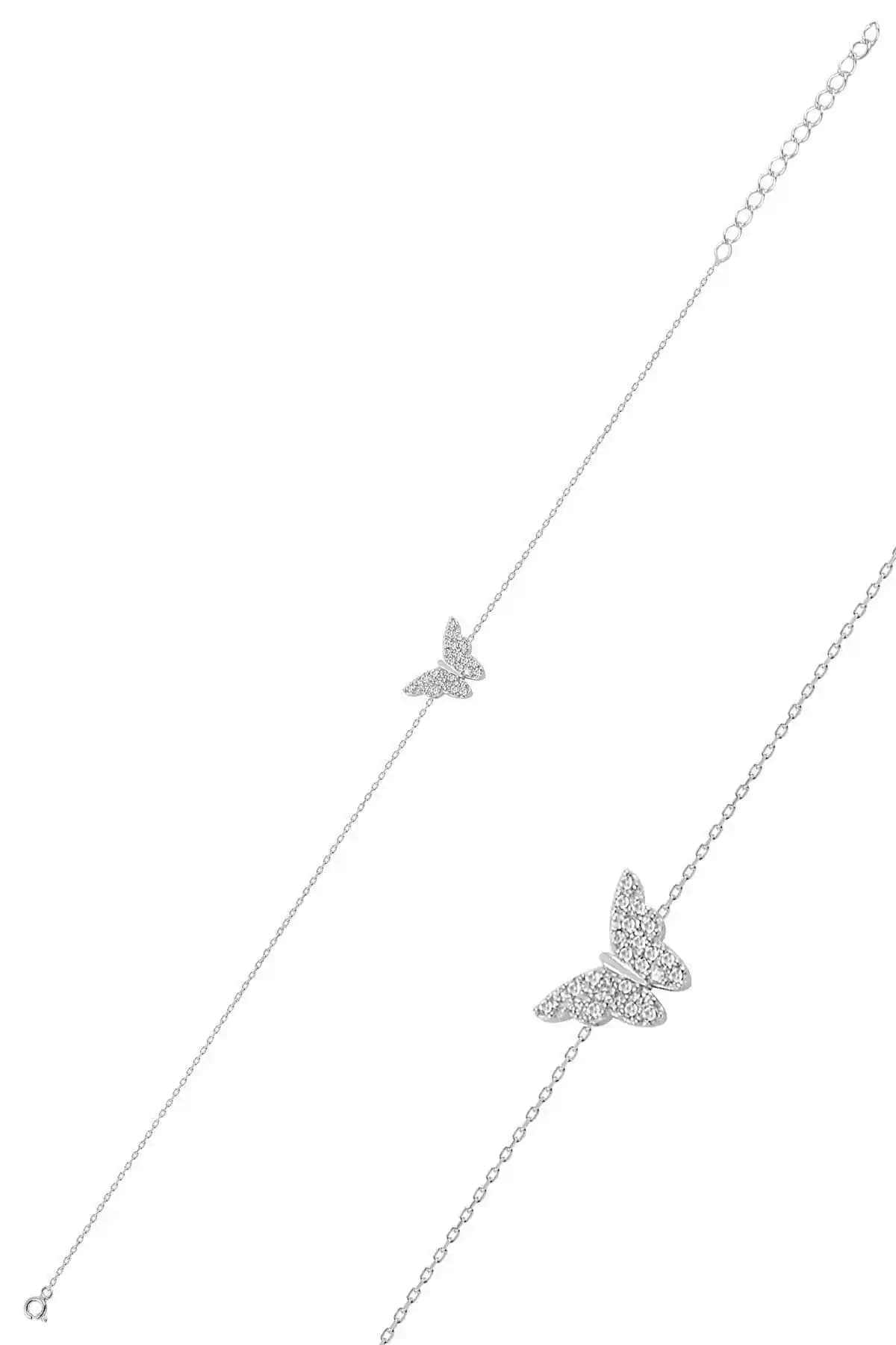 Söğütlü Silver Rodyum Kaplamalı Kelebek Bileklik İnce ve Zarif Tasarım