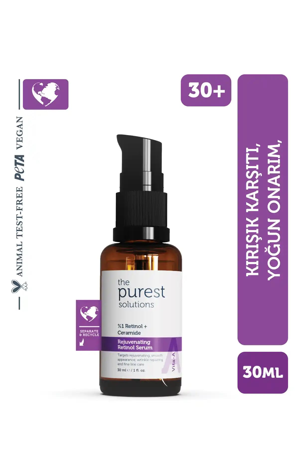 The Purest Solutions Kırışıklık Karşıtı Retinol Gece Serumu - Onarıcı ve Yaşlanma Karşıtı Bakım