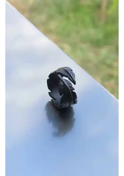 Tüy Yaprak Figürlü Siyah Ayarlanabilir Erkek ve Kadın Yüzükleri Detaylı İnceleme