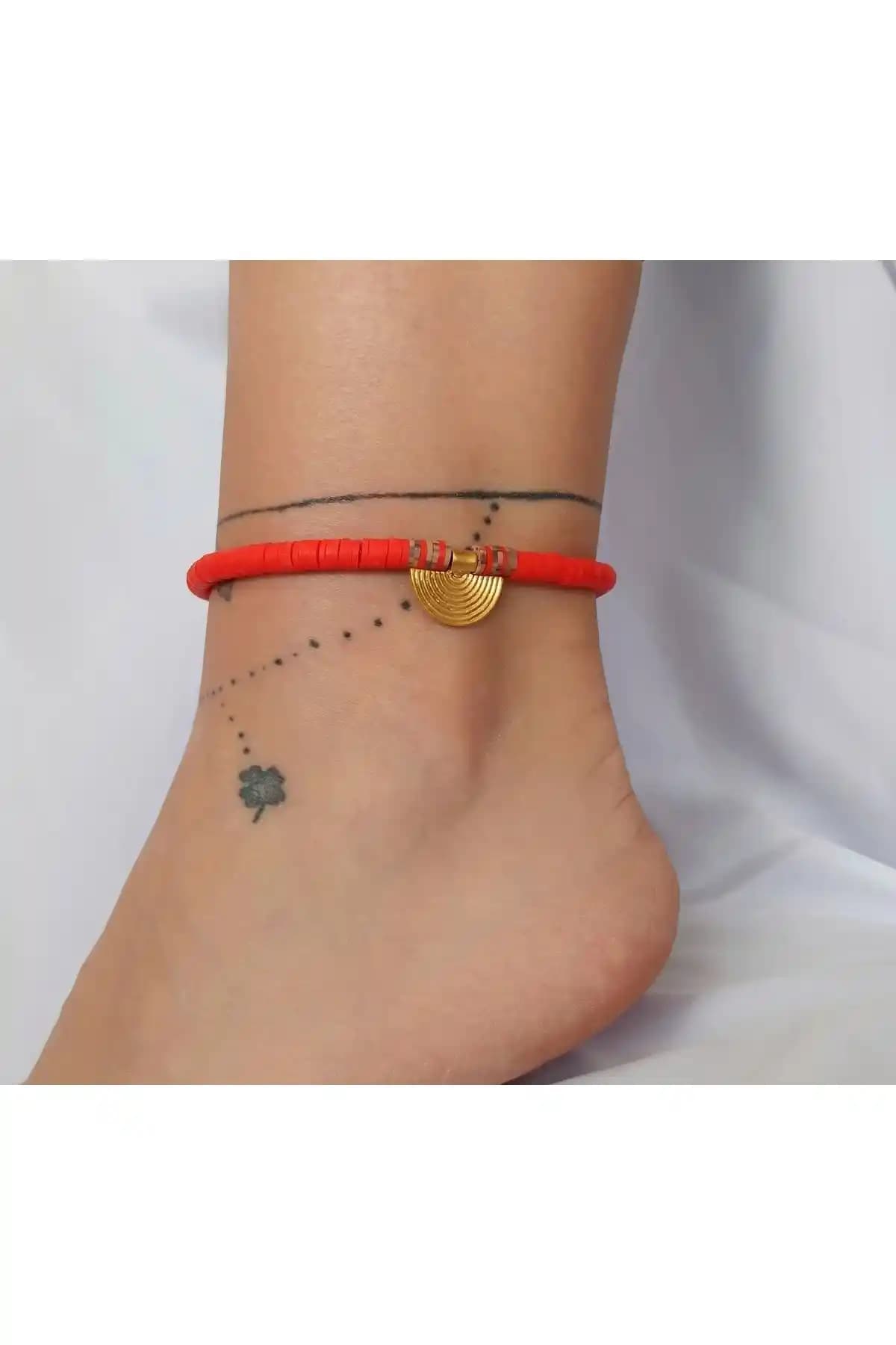 Denizdenal Kırmızı Halhal Afrika Kültüründen İlham Alan El İşçiliği Takı