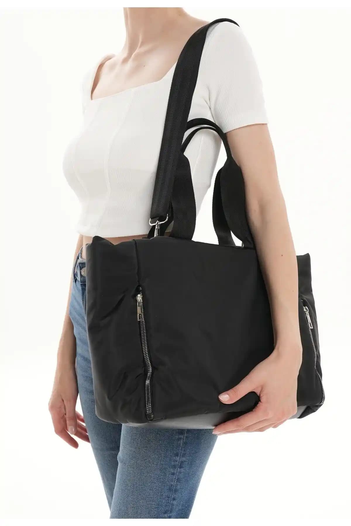 Modern ve Çok Yönlü Kadın Paraşüt Kumaş Çanta Su Geçirmez Hafif Tasarım