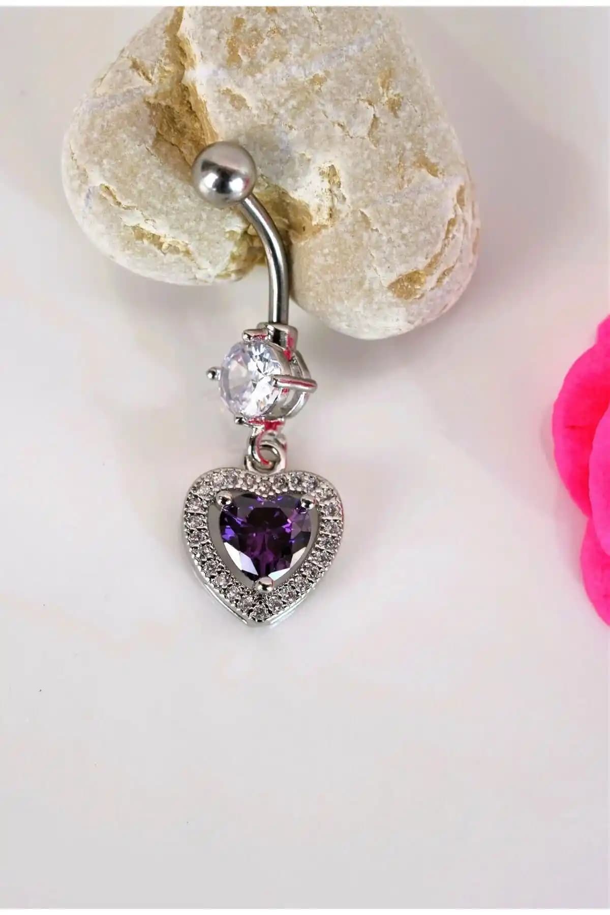 Sacce Scarves&Accessories Kalp Model Mor Taşlı Çelik Göbek Piercing İnceleme ve Özellikleri