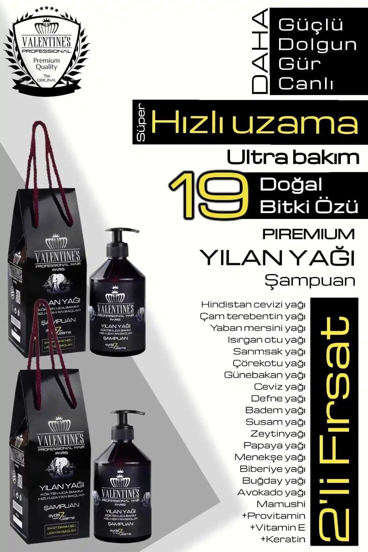 Valentines Professional 2'li Fırsat Paketi: Doğal Bitki Özlü Yılan Yağı Şampuanı ile Saç Sağlığı