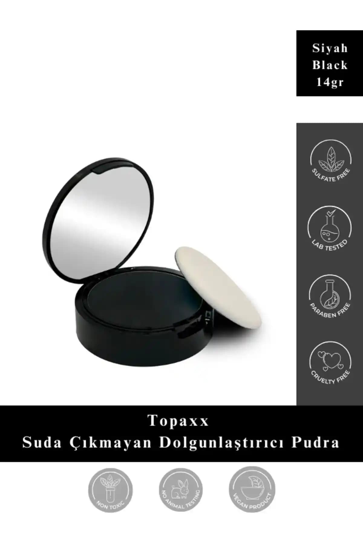 Topaxx Siyah 14g Suda Çıkmayan Saç Sakal Dolgunlaştırıcı Pudra İncelemesi