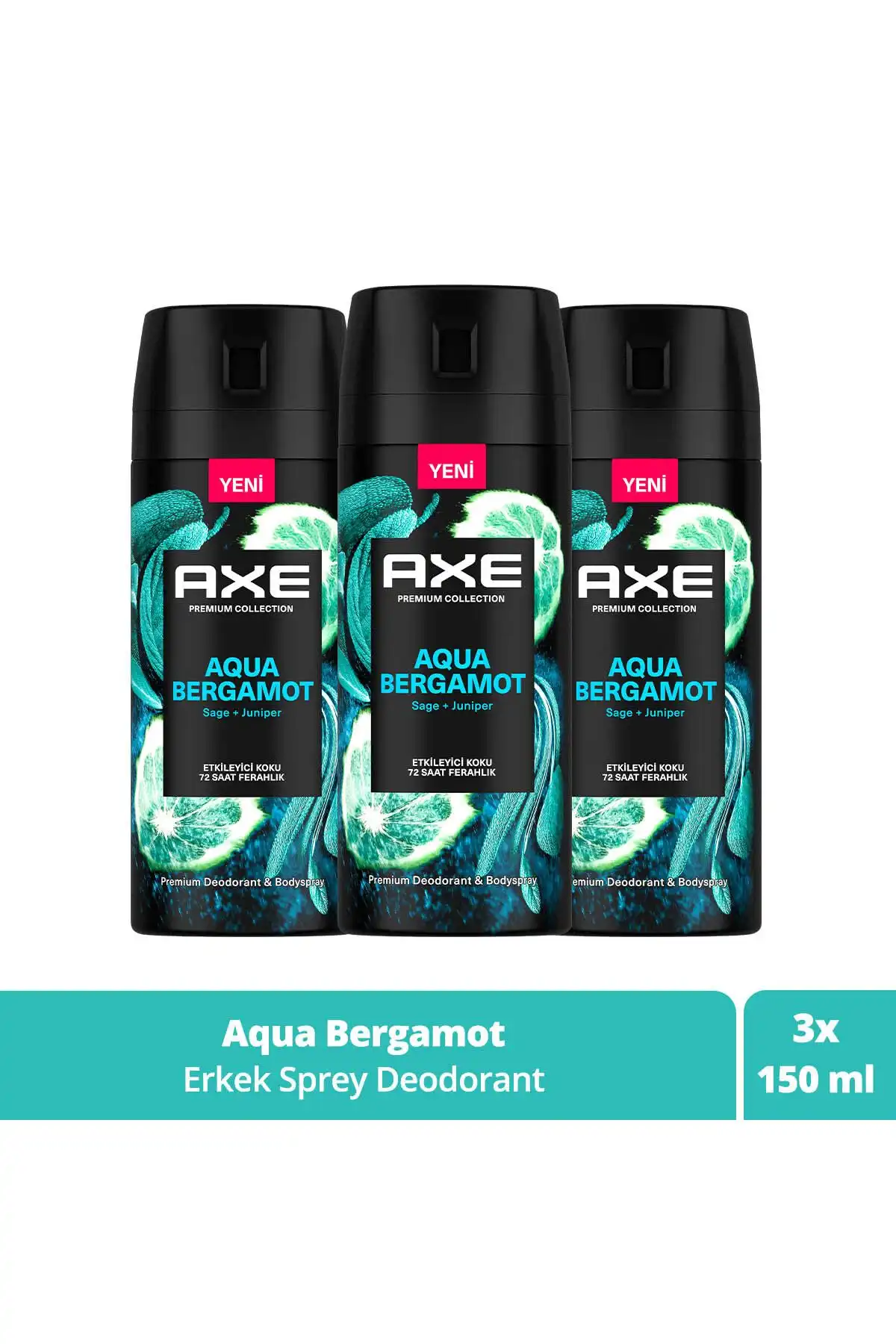 Axe Premium Collection Erkek Sprey Deodorant: Aqua Bergamot ile Taze Kalın
