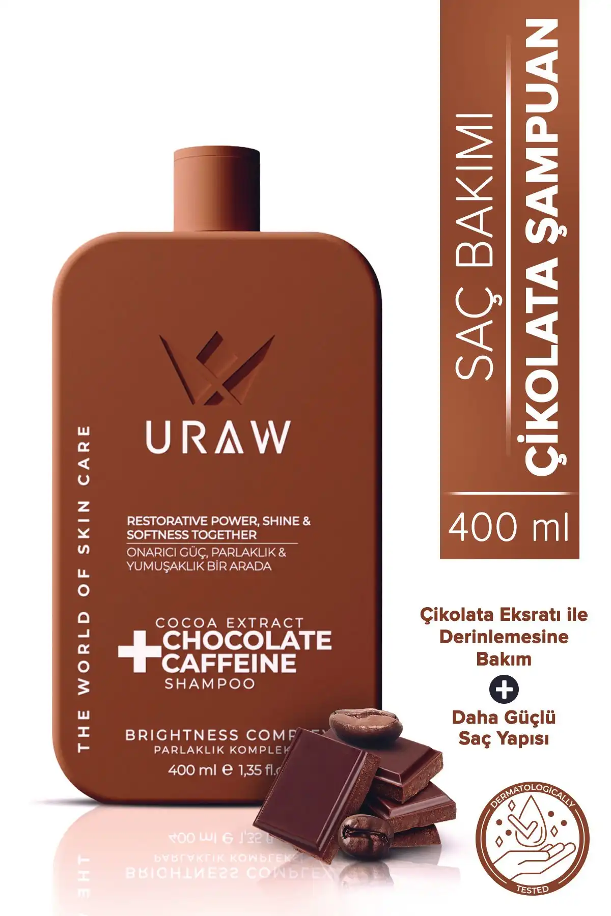 Uraw Chocolate Caffeine Shampoo: Kakao Yağı ve Kafein ile Güçlendirilmiş Şampuan