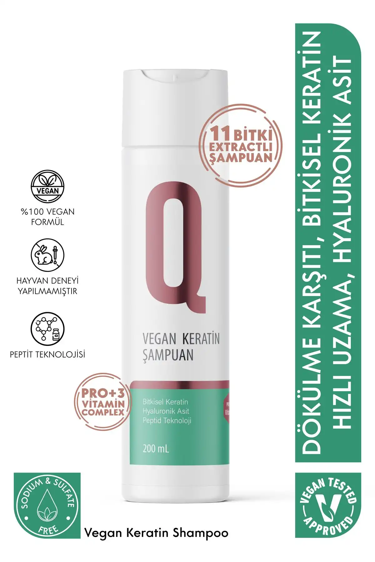 QUR 11 Bitki Extract Pro 3 Vitamin Complex: Vegan ve Sülfatsız Şampuan İle Saç Bakımı
