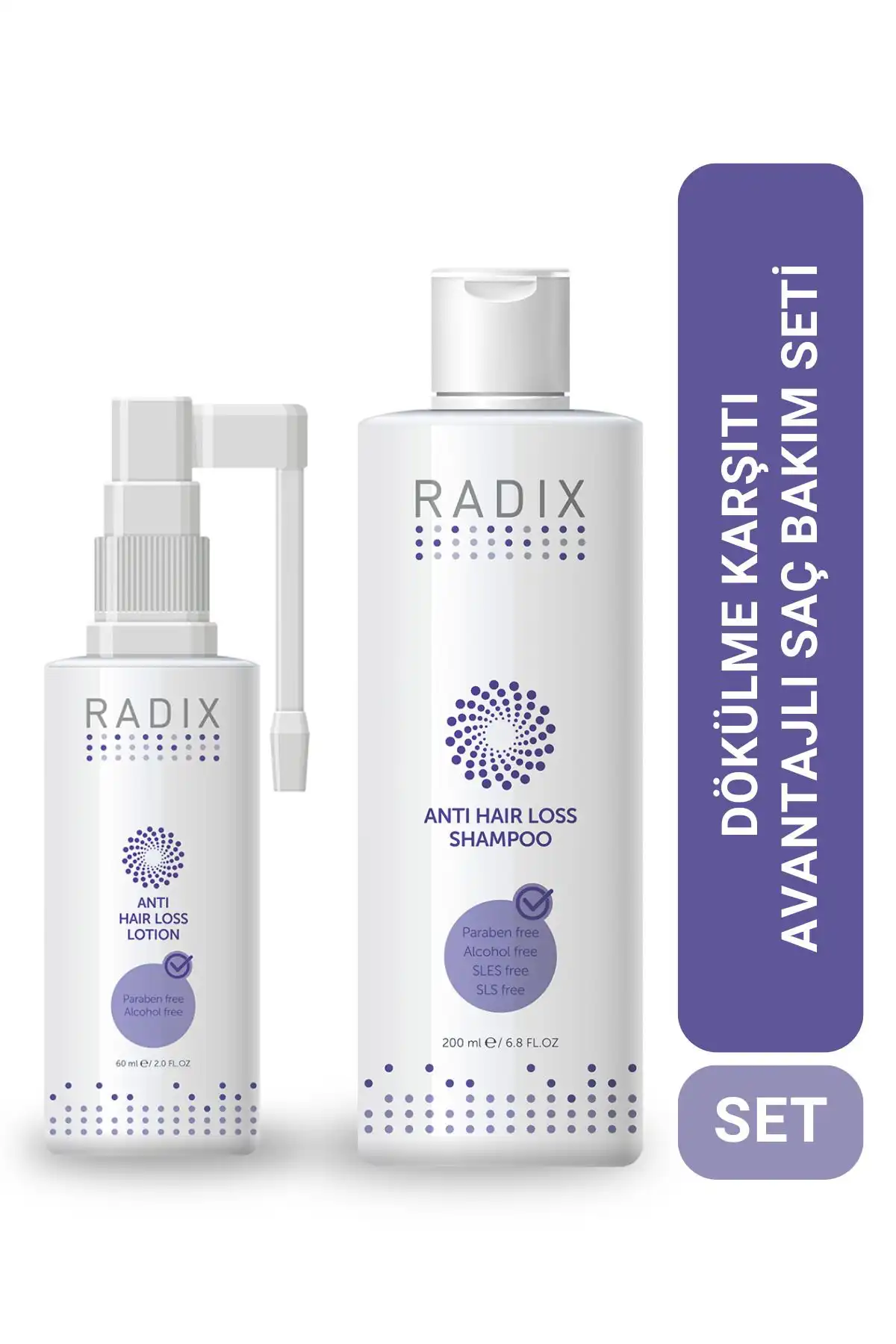 Radix İkili Set: Dökülme Karşıtı Şampuan ve Losyon Sprey ile Saç Sağlığınızı Koruyun