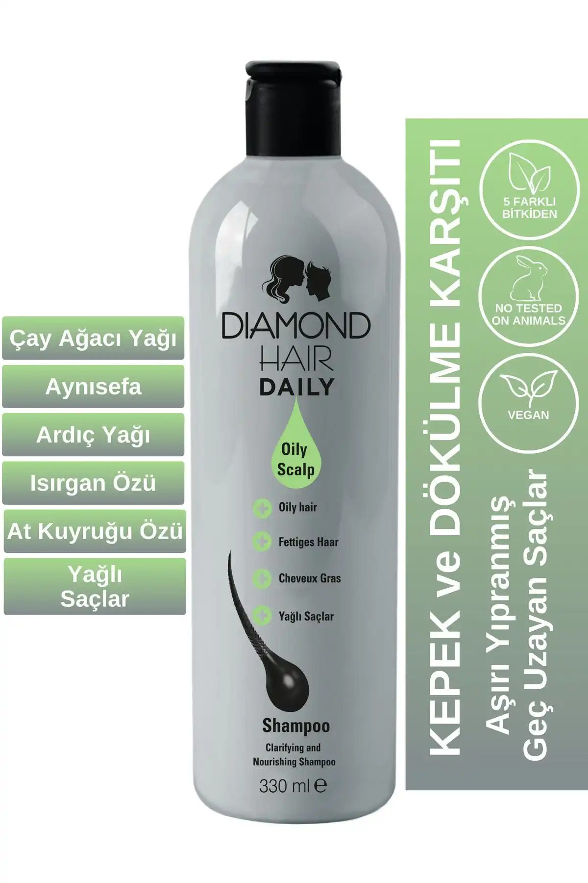 DIAMOND HAIR: Yağlı, Kepekli ve Dökülen Saçlar için Doğal Çözüm Sunan Şampuan