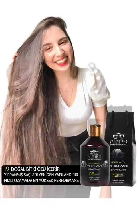VALENTINES PROFESSIONAL Hızlı Uzama Yoğun Bakım 19 Doğal Bitki Özü Içeren Yılan Yağı Şampuan Premium Series 500ml