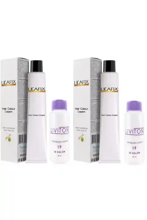 Lilafix 5/65 Çilek Kırmızısı Saç Boyası 60 Ml. (2 ADET) Liviton 30 Volüm Oksidan 60 Ml. (2 ADET)