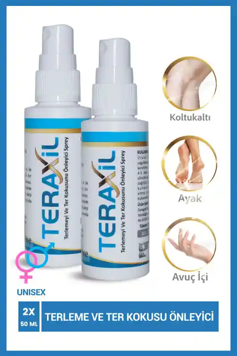 Teraxil El, Ayak, Koltuk Altı Terleme Ve Ter Kokusu Önleyici Sprey Deodorant Antiperspirant Unisex 2 Adet
