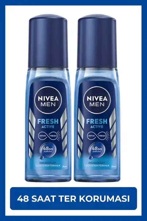 NIVEA MEN Erkek Pump Sprey Deodorant Fresh Active 75ml, 48 Saat Ter Koruması, Uzun Süren Ferahlık, X2 Adet