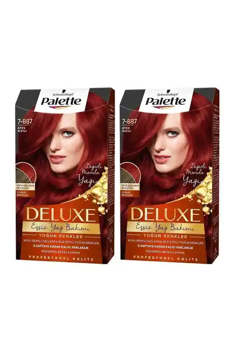 Palette Deluxe Yoğun Renkler 7-887 Ateş Kızılı X 2 Adet Saç Boyası