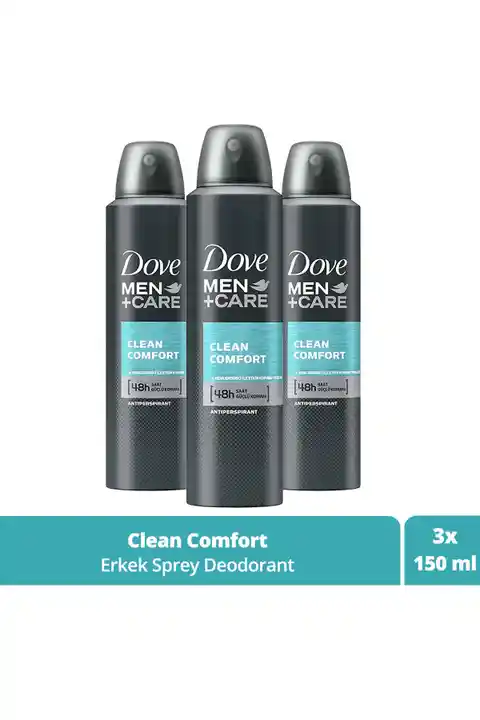 Dove Men Care Anti-perspirant Sprey Deodorant Erkek Clean Comfort 48 Saat Güçlü Koruma 150 ml X3