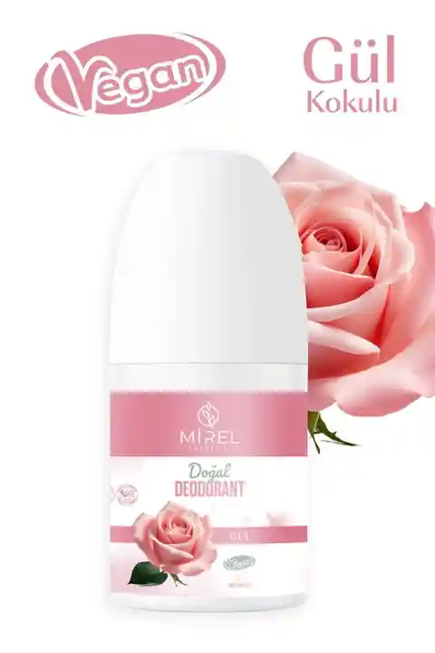 MİREL KOZMETİK Doğal Roll On Deodorant-Doğal ve Vegan içerik- Gül Kokulu-Ter Kokusuna Hızlı ve etkili çözüm