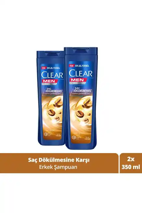 Clear Men Kepeğe Karşı Etkili Şampuan Saç Dökülmesine Karşı Kahve Çekirdeği Özü 350 Ml X2 Adet