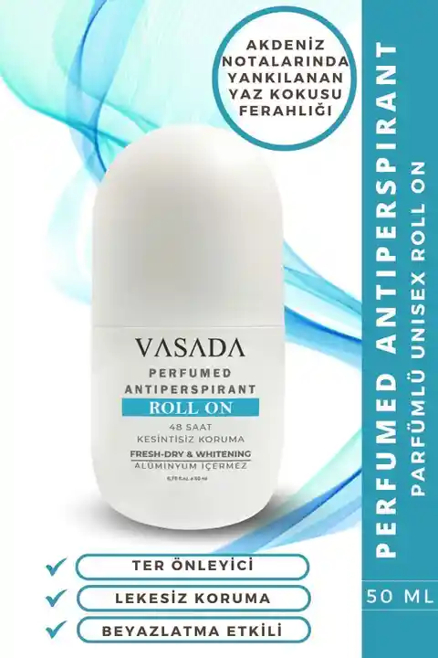 Vasada Ter Kokusu Önleyici Beyazlatıcı Alüminyum Içermeyen Unisex Roll-on 50 ml