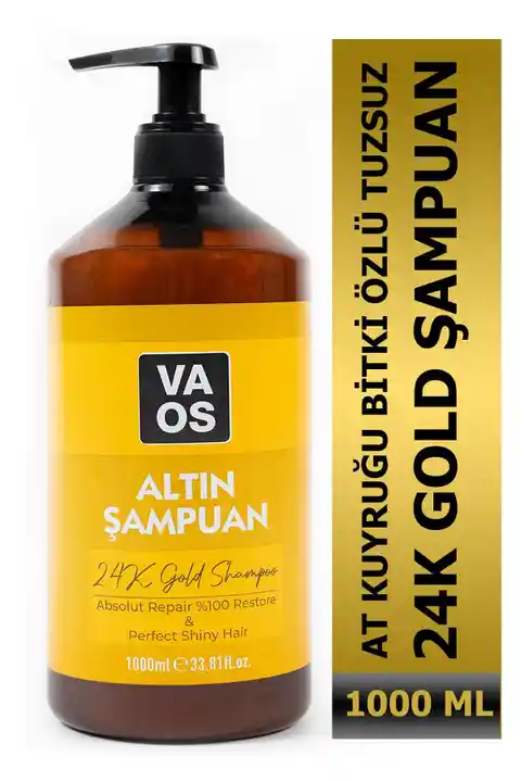 VAOS Saç Dökülmesine Karşı Parlaklık Verici Tuzsuz Altın Şampuan 1000ml