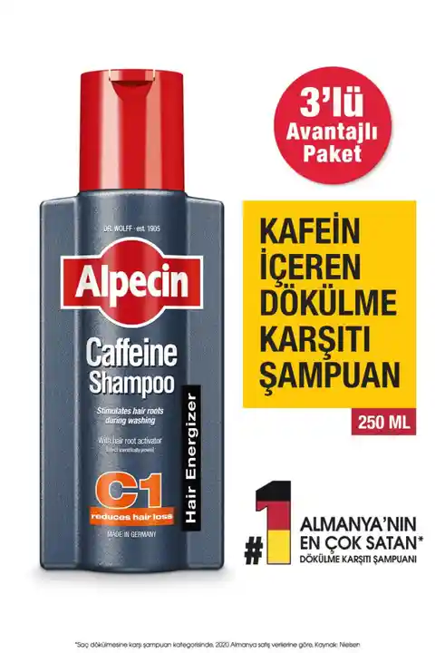 Alpecin C1 - Kafeinli Dökülme Karşıtı Şampuan X3