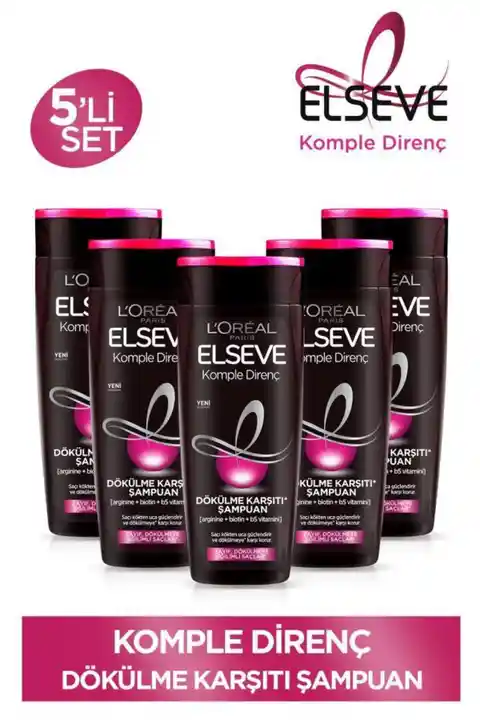 Elseve 5'li 390ml Komple Direnç Dökülme Karşıtı Şampuan Seti