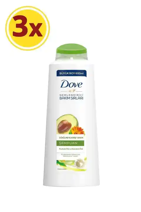 Dove Avokado Özlü Dökülmeye Karşı Saç Bakım Şampuanı 600 ml X3
