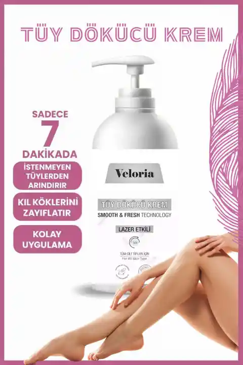Veloria Cosmetics Professional Tüy Dökücü Krem Bacak & Vücut Bölgesi Hassas Ciltler 250 ml